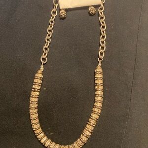 Silver and black with rhinestone inlay